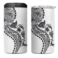 Hawaiian Kakau Tribal Sea Animals Tattoos 4 in 1 Can Cooler Tumbler White Color LT03 One Size: 16 oz White - Polynesian Pride