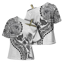 Hawaiian Kakau Tribal Sea Animals Tattoos Cross Shoulder Shirt White Color LT03 - Polynesian Pride