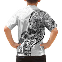 Hawaiian Kakau Tribal Sea Animals Tattoos Family Matching Tank Maxi Dress and Hawaiian Shirt White Color LT03 - Polynesian Pride
