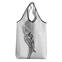 Hawaiian Kakau Tribal Sea Animals Tattoos Grocery Bag White Color