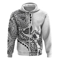 Hawaiian Kakau Tribal Sea Animals Tattoos Hoodie White Color LT03 Zip Hoodie White - Polynesian Pride