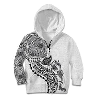 Hawaiian Kakau Tribal Sea Animals Tattoos Kid Hoodie White Color LT03 Zip Hoodie White - Polynesian Pride