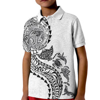 Hawaiian Kakau Tribal Sea Animals Tattoos Kid Polo Shirt White Color LT03 Kid White - Polynesian Pride