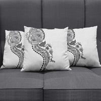 Hawaiian Kakau Tribal Sea Animals Tattoos Pillow Cover White Color