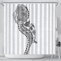 Hawaiian Kakau Tribal Sea Animals Tattoos Shower Curtain White Color LT03 - Polynesian Pride