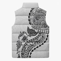 Hawaiian Kakau Tribal Sea Animals Tattoos Sleeveless Puffer Jacket White Color