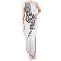 Hawaiian Kakau Tribal Sea Animals Tattoos Tank Maxi Dress White Color LT03 Women White - Polynesian Pride