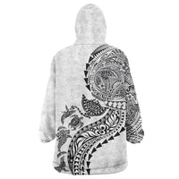 Hawaiian Kakau Tribal Sea Animals Tattoos Wearable Blanket Hoodie White Color LT03 - Polynesian Pride