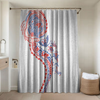 Hawaiian Kakau Tribal Sea Animals Tattoos Bathroom Set Hawaii Flag Color Inspired LT03 Shower Curtain Only Multicolor - Polynesian Pride