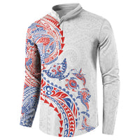 Hawaiian Kakau Tribal Sea Animals Tattoos Button Sweatshirt Hawaii Flag Color Inspired