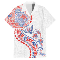 Hawaiian Kakau Tribal Sea Animals Tattoos Family Matching Long Sleeve Bodycon Dress and Hawaiian Shirt Hawaii Flag Color Inspired LT03 Dad's Shirt - Short Sleeve Multicolor - Polynesian Pride