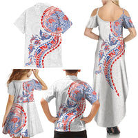 Hawaiian Kakau Tribal Sea Animals Tattoos Family Matching Summer Maxi Dress and Hawaiian Shirt Hawaii Flag Color Inspired LT03 - Polynesian Pride