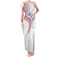 Hawaiian Kakau Tribal Sea Animals Tattoos Family Matching Tank Maxi Dress and Hawaiian Shirt Hawaii Flag Color Inspired LT03 Mom's Dress Multicolor - Polynesian Pride