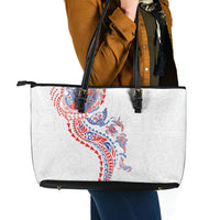 Hawaiian Kakau Tribal Sea Animals Tattoos Leather Tote Bag Hawaii Flag Color Inspired LT03 - Polynesian Pride