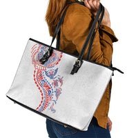 Hawaiian Kakau Tribal Sea Animals Tattoos Leather Tote Bag Hawaii Flag Color Inspired LT03 - Polynesian Pride