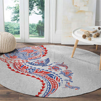 Hawaiian Kakau Tribal Sea Animals Tattoos Round Carpet Hawaii Flag Color Inspired LT03 - Polynesian Pride