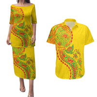 Hawaiian Kakau Tribal Sea Animals Tattoos Couples Matching Puletasi and Hawaiian Shirt Kanaka Maoli Flag Color Inspired LT03 Multicolor - Polynesian Pride