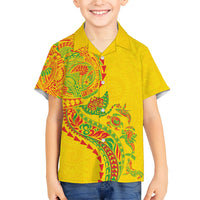 Hawaiian Kakau Tribal Sea Animals Tattoos Family Matching Mermaid Dress and Hawaiian Shirt Kanaka Maoli Flag Color Inspired LT03 Son's Shirt Multicolor - Polynesian Pride