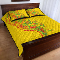 Hawaiian Kakau Tribal Sea Animals Tattoos Quilt Bed Set Kanaka Maoli Flag Color Inspired