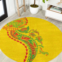 Hawaiian Kakau Tribal Sea Animals Tattoos Round Carpet Kanaka Maoli Flag Color Inspired