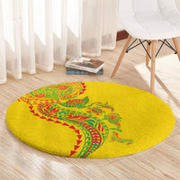 Hawaiian Kakau Tribal Sea Animals Tattoos Round Carpet Kanaka Maoli Flag Color Inspired