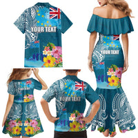 Personalised Tuvalu Independence Day Family Matching Mermaid Dress and Hawaiian Shirt Tuvaluan Tribal Flag Style LT03 - Polynesian Pride