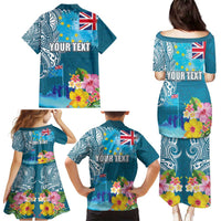 Personalised Tuvalu Independence Day Family Matching Puletasi and Hawaiian Shirt Tuvaluan Tribal Flag Style