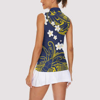 Niue Independence Day Women Sleeveless Polo Shirt Hiapo Pattern Fiti Pua and Uga LT03 - Polynesian Pride