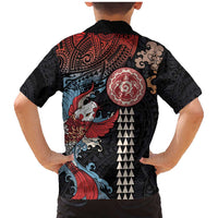 Hawaii and Japanese Together Family Matching Mermaid Dress and Hawaiian Shirt Koi Fish and Kakau Pattern