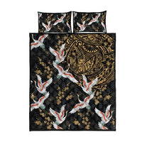 Hawaii and Japanese Together Quilt Bed Set Cranes Birds with Kakau Pattern