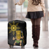Hawaii and Philippines Together Luggage Cover Warrior Tiki Mask and Filipino Sun Polynesian Style