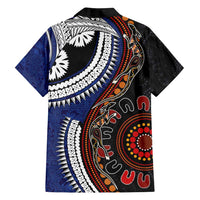 Fiji and Australia Together Family Matching Long Sleeve Bodycon Dress and Hawaiian Shirt Kangaroo Aboriginal with Tribal Tapa Hibiscus Half Style - Polynesian Pride