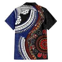Fiji and Australia Together Family Matching Off The Shoulder Long Sleeve Dress and Hawaiian Shirt Kangaroo Aboriginal with Tribal Tapa Hibiscus Half Style - Polynesian Pride