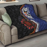 Fiji and Australia Together Quilt Kangaroo Aboriginal with Tribal Tapa Hibiscus Half Style - Polynesian Pride