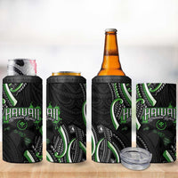 Traditional Art Hawaiian Kakau Tattoos 4 in 1 Can Cooler Tumbler Green Color - Polynesian Pride