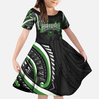 Traditional Art Hawaiian Kakau Tattoos Family Matching Off Shoulder Maxi Dress and Hawaiian Shirt Green Color - Polynesian Pride