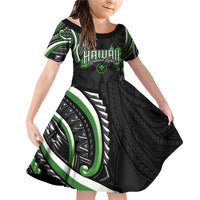 Traditional Art Hawaiian Kakau Tattoos Family Matching Off Shoulder Short Dress and Hawaiian Shirt Green Color - Polynesian Pride