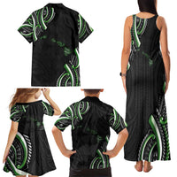 Traditional Art Hawaiian Kakau Tattoos Family Matching Tank Maxi Dress and Hawaiian Shirt Green Color - Polynesian Pride