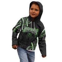 Traditional Art Hawaiian Kakau Tattoos Kid Hoodie Green Color - Polynesian Pride