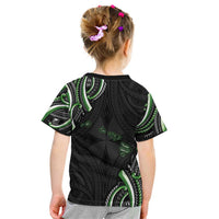 Traditional Art Hawaiian Kakau Tattoos Kid T Shirt Green Color - Polynesian Pride