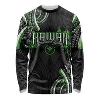 Traditional Art Hawaiian Kakau Tattoos Long Sleeve Shirt Green Color - Polynesian Pride