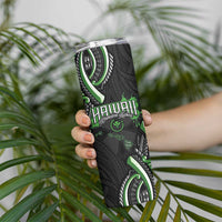 Traditional Art Hawaiian Kakau Tattoos Skinny Tumbler Green Color - Polynesian Pride
