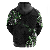 Traditional Art Hawaiian Kakau Tattoos Zip Hoodie Green Color - Polynesian Pride