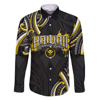 Traditional Art Hawaiian Kakau Tattoos Family Matching Off Shoulder Maxi Dress and Hawaiian Shirt Yellow Color - Polynesian Pride