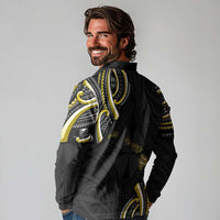 Traditional Art Hawaiian Kakau Tattoos Long Sleeve Polo Shirt Yellow Color - Polynesian Pride