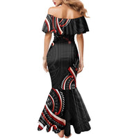 Traditional Art Hawaiian Kakau Tattoos Family Matching Mermaid Dress and Hawaiian Shirt Red Color - Polynesian Pride