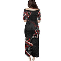 Traditional Art Hawaiian Kakau Tattoos Family Matching Puletasi and Hawaiian Shirt Red Color - Polynesian Pride