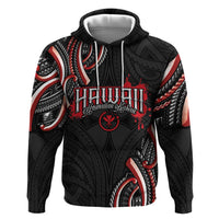 Traditional Art Hawaiian Kakau Tattoos Hoodie Red Color - Polynesian Pride