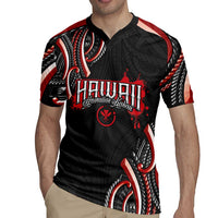 Traditional Art Hawaiian Kakau Tattoos Rugby Jersey Red Color - Polynesian Pride