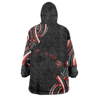 Traditional Art Hawaiian Kakau Tattoos Wearable Blanket Hoodie Red Color - Polynesian Pride